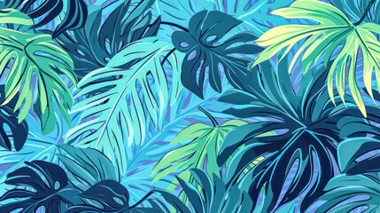 Wall Mural - Transform your project with turquoise and green tropical leaves.