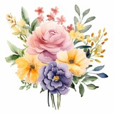 Fototapeta Sypialnia - Aquarell Illustration eines bunten Blumenstrauß
