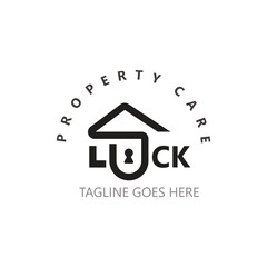 Wall Mural - Lock House secure logo design, smart key home vector concept