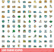 © ylivdesign - 100 farm icons set. Color line set of farm vector icons thin line color flat on white