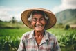 Portrait of a Elderly Woman Farmer in Front of a Farm Background
