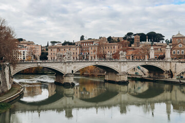 Wall Mural - Rome, Italy - 27.12.2023: Ponte Vittorio Emanuele II bridge in Rome, Italy