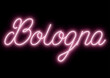 Bologna - city name - neon tubular writing - pink color - black background changeable to other colors or transparent - ideal for menus, photos, boxes, advertising, presentations	