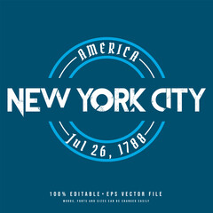 Canvas Print - New York City circle badge logo text effect vector. Editable college t-shirt design printable text effect vector	