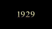 Animation Of A Number Spinning Like A Reel. Displaying The Year „1929“. Golden Number On Black Background And Green Screen Background.