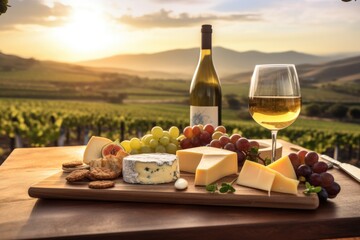 Sticker - Stellenbosch Elegance: A Sophisticated Wine and Cheese Pairing Experience in South Africa, Showcasing the Art of Combining Different Flavors in the Culinary Culmination.

