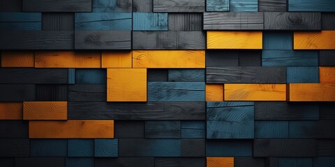 Wall Mural - The background has lines that appear in blue, gray and yellow with a texture