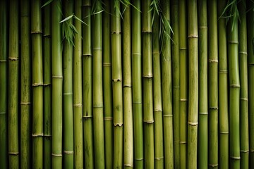 Poster - Green bamboo fence in the backdrop