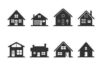 Fototapete - A striking collection of dark homes, each uniquely adorned with sleek windows and bold design elements