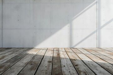 Canvas Print - Wooden floor with concrete wall