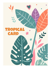 Wall Mural - Stylized tropical postcard. Vector template for various uses.