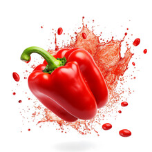 A Red Pepper With A Splash Of Juice