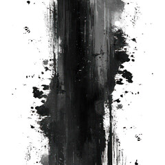 Wall Mural - Black paint brush strokes in watercolor isolated against transparent. PNG