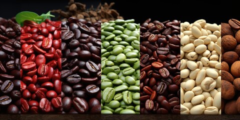 Wall Mural - Collection of various kinds of coffee beans. generative AI