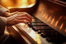 Men's Hands Playing The Piano, The Gentle Touch Of The Pianist, The Moment , The Concept Of Musicianship.