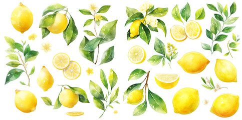 Wall Mural - Watercolor lemon clipart for graphic resources 