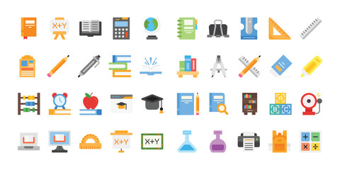 Canvas Print - Education Icon Set With Flat Style