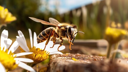 Sticker - bee on a flower