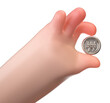 3D Hand  holding a won coin