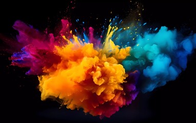 Poster - Colored powder explosion on black background. generative ai