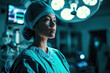 Woman surgeon looking at an operating room