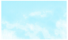 Abstract Sky Halftone Background. Blue Dots On White Background. Vector Illustration
