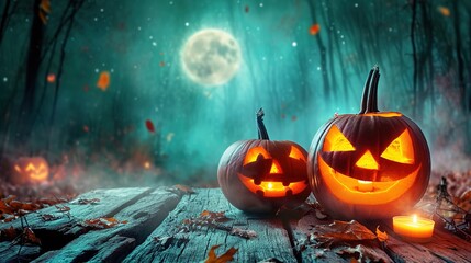 Wall Mural - halloween jack o lantern on halloween background