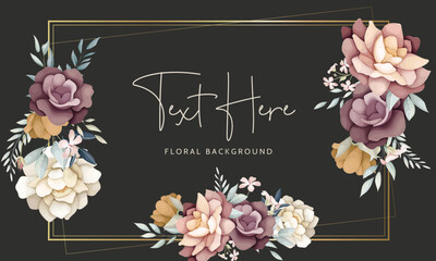 Wall Mural - beautiful flower wreath arrangement floral background template