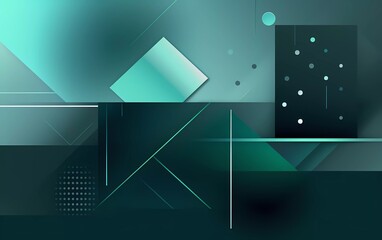 Sticker - Glowing blue green and gray abstract background geometry and layer elements vector. generative ai