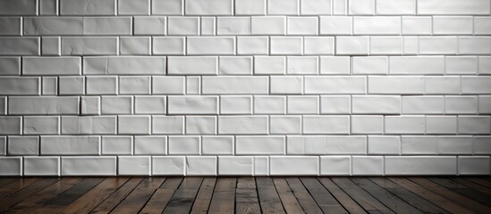  White light brick subway tiles wall texture wide background