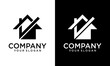 Creative Real estate logo - home or house with chimney and check mark or tick symbol. Realty and property agency, construction or building industry vector icon.