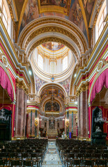 Poster - view of the central nave and altar in the Metropolitan Cathedral of St. Paul in Mdina