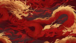 Happy chinese new year 2024 banner, 3d the dragon zodiac. Luxury red and gold papercut background with chinese ornaments, cloud, circle frame, lantern and flower pattern.