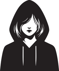 Girl Wearing Hoodie Vector Silhouette