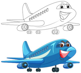 Poster - Two cheerful animated airplanes with smiling faces.