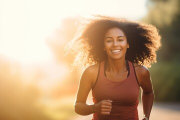 Poster - Woman running smiling happy