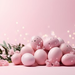 Easter Day background with eggs in pink theme 