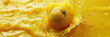 yuzu fruit floating on yellow fruit juice, generative AI