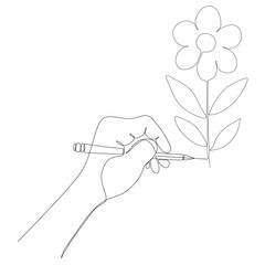 Wall Mural - continuous line of hand and pen drawing flower vector illustration