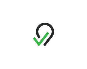 Pin Check Location Logo Concept sign icon symbol Element Design. Tick, Pinpoint Logotype. Vector illustration template