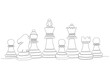© amai line art - continuous line drawing chess vector illustration