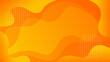 Bright orange-yellow dynamic abstract background. Modern gradient orange color. Fresh template banner for sales, events, holidays, parties, Halloween, and falling. waving shapes with soft shadow