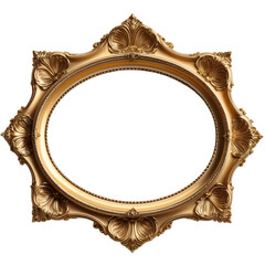 vintage golden oval frame for photo on a transparent background