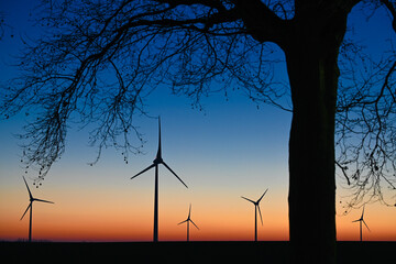 Canvas Print - coucher de soleil eolienne energie ecologie