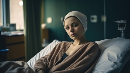 Female cancer patients on bed at hospital