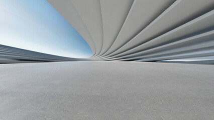 Leinwandbilder - 3d render of abstract wavy futuristic architecture with concrete floor..