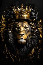 Golden Lion Head Illustration