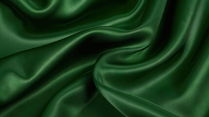 Wall Mural - Abstract green background. green fabric texture background. green silk satin. Curtain. Luxury background for design. Shiny fabric. Wavy folds.	