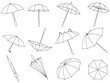 Set of umbrellas vector. Umbrella line art