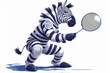 cartoon zebra holding a racket